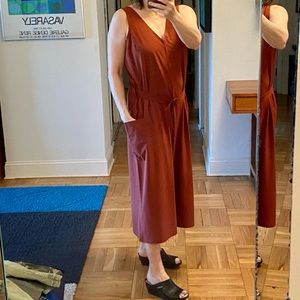 Athleta rust-colored cropped wide-leg summer jumpsuit